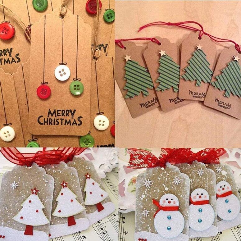 Kraft Paper Gift Tags 200 Pcs,TYTA Rectangle Craft Hang Tags with 20M Jute Twine for Arts and Crafts, Wedding Christmas Day Thanksgiving Valentine's Day (7 cm X 4 cm)