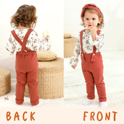 YOUNGER TREE Newborn Baby Girl Clothes Bell Long Sleeve Romper Overalls Pants Set Infant Girls Outfits 0-18 Months