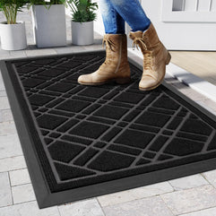 BEROZA Super Absorbent Moistureproof Door Mat,【75 * 45CM】Indoor and Outdoor Door Mat Home Front Door Mat, Front Welcome Mat Door Mat Suitable for Front Door, Yard, Corridor, Office (Black)