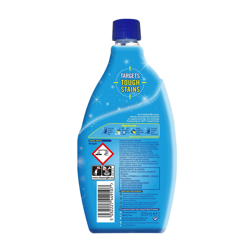 1001 Carpet Shampoo, Perfect For Large and High Traffic Areas, Gentle On Upholstery, Rugs and Carpets, 500 ml