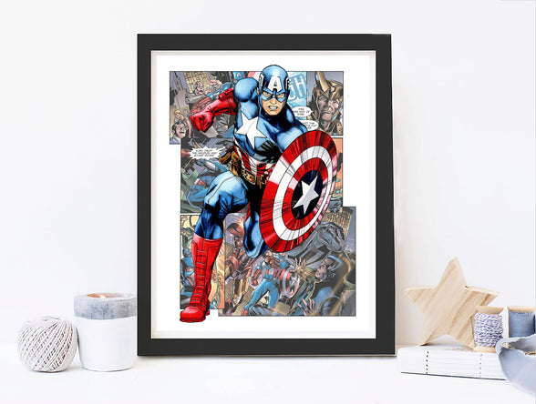 Superhero Avengers Watercolor Posters Prints Pictures Wall Art Decor Decorations Gifts Merch Comics Characters for Boys Room Nursery Kids Rooms Bedrooms Toddlers Teens Bathrooms Girls Rooms - 8x10