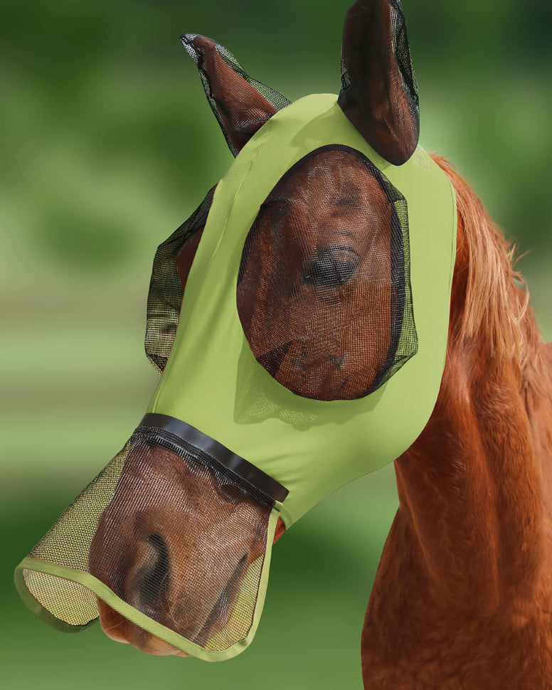 Harrison Howard Horse Fly Mask with Detachable Nose Cover-Light Olive (L; Full Size)