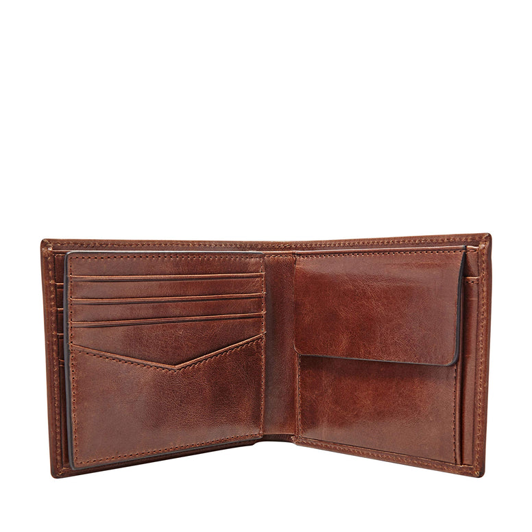 Fossil Men's Ryan Leather RFID Blocking Bifold Flip ID Wallet