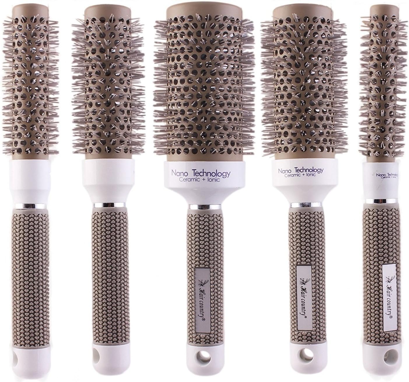 Ceramic Thermal Round Brush for Blow Drying, Curling and Styling, Set of 5 Sizes (1 Set = 5 Brushes in Different Sizes)