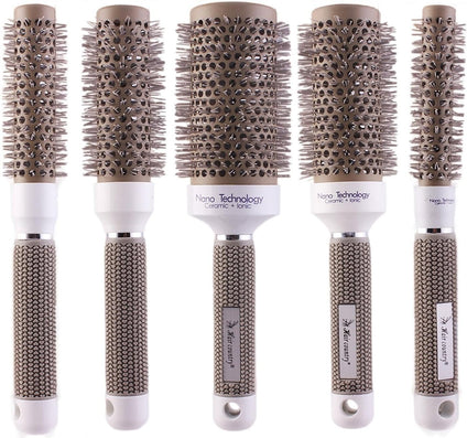 Ceramic Thermal Round Brush for Blow Drying, Curling and Styling, Set of 5 Sizes (1 Set = 5 Brushes in Different Sizes)