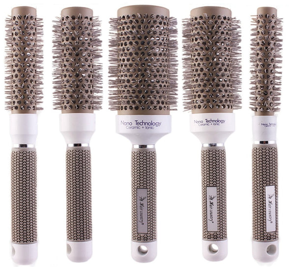 Ceramic Thermal Round Brush for Blow Drying, Curling and Styling, Set of 5 Sizes (1 Set = 5 Brushes in Different Sizes)