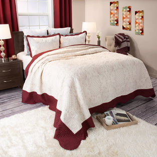 Lavish Home Juliette Embroidered Quilt 3 Pc Set - Full/Queen