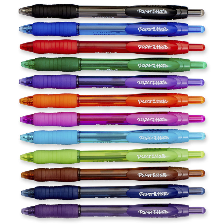 Paper Mate Profile Retractable Ballpoint Pens, Bold (1.4mm), 12 Count