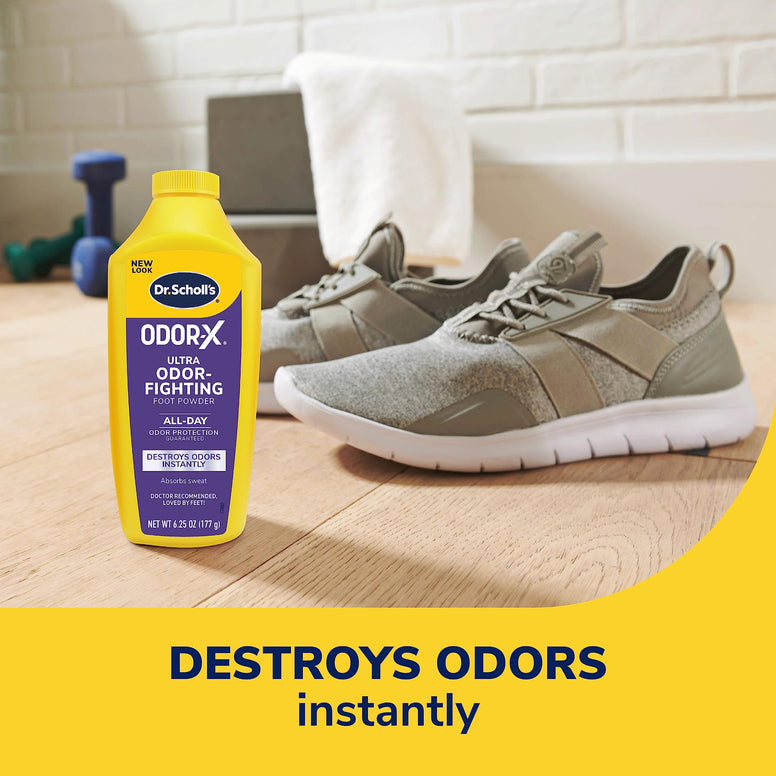 Dr. Scholl's Odor-Fighting X Foot Powder, Yellow, 6.25 Ounce (Pack of 3)