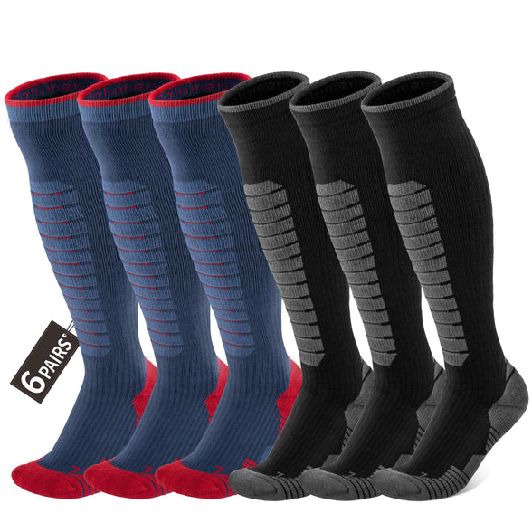 Ski Socks Men & Women (3/6 Packs) Winter Warm Socks Over the Calf Non-Slip Cuff for Skiing Snowboarding Cold Weather