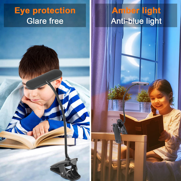 LED Desk Lamp, Ufanore Reading Light with 5 Color Modes 5 Brightness, Rechargeable, Touch Control, Dimming, Eye-caring Table Lamp for Home Office Bed Kids Study Book, Black