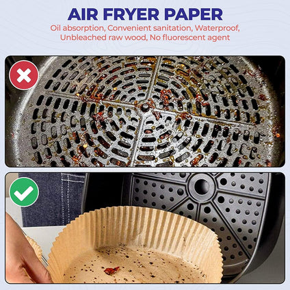 ECVV Showay 100PCS Air Fryer Disposable Paper Liner, Non Stick Air Fryer Paper Liners, brown