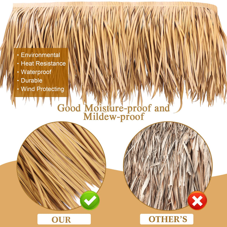 Palm Thatch Roll Palm Thatch Runner Roll Mexican Style Straw Roof Thatch Panels Tiki Hut Palapa Thatch Roofs Duck Blind Grass for Tiki Bar Hut Garden Patio Umbrella Covers Fence Party (5 m/ 16.4 ft)