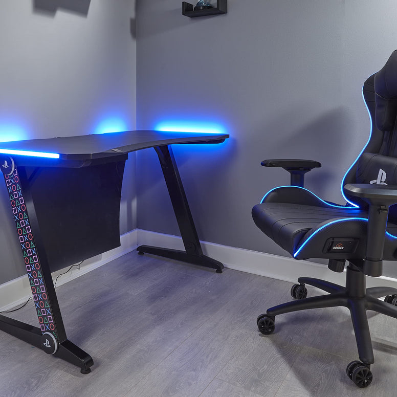 Xrocker Official Playstation Gaming Desk Led Lights Pc Office Workstation Borealis Rgb