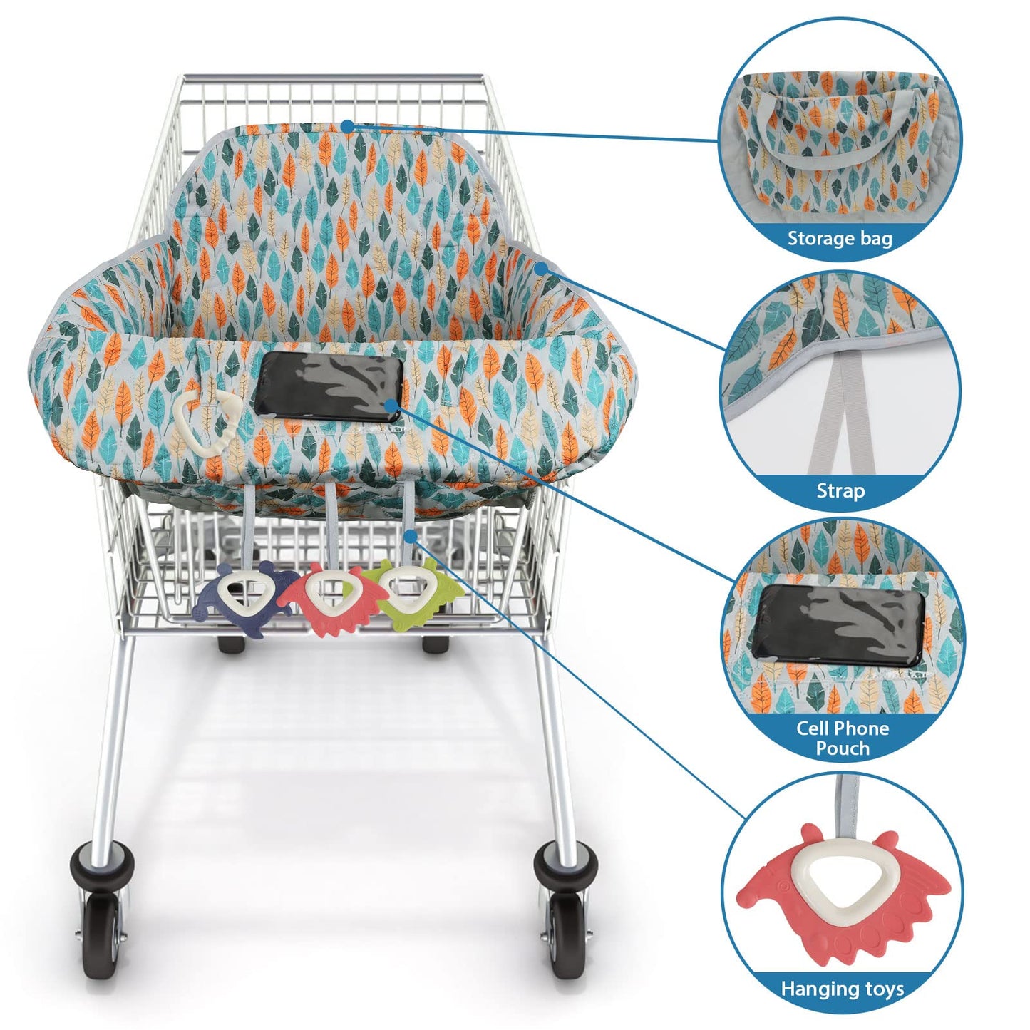 Baby Shopping Cart Cover for Babies - 2 in 1 High Chair Cover Grocery Cart Cover for Baby, Foldable Machine Washable Baby Cart Cover for Boys Girls Infant Toddler