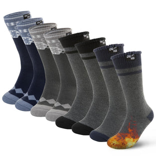 DG Hill (4pk) Kids Thermal Winter Socks Thick Insulated Heated Boot Socks for Cold Weather, Girls and Boys