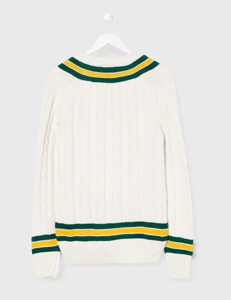 GM Cricket Sweater Green/Yellow Small Boys