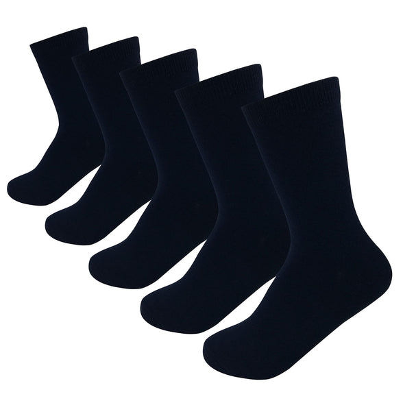 Boys & Girls Unisex Black School-Casual Crew Socks 5 Pairs Pack