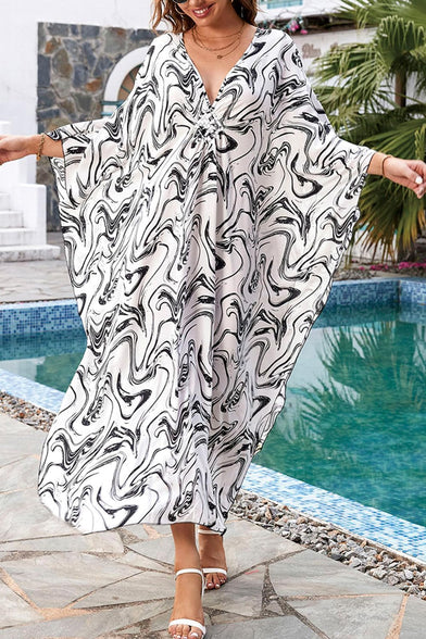 YouKD Summer Roomy Kaftan Dress Bohemian Beach Bikini Cover Ups Plus Size Robe for Women