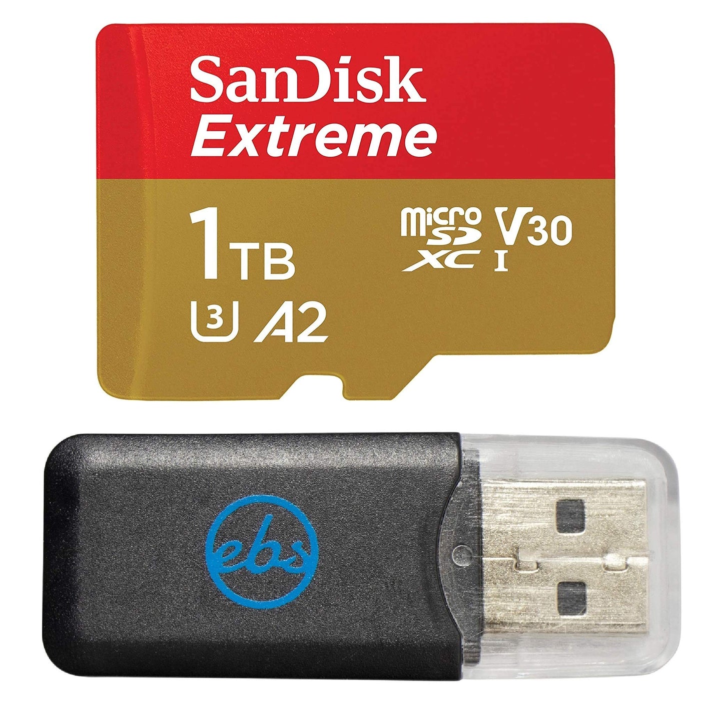 SanDisk 1TB MicroSDXC Extreme Memory Card Works with DJI Drone Series Mavic 3 Classic (SDSQXAV-1T00-GN6MN) V30 A2 4K UHD UHS-I Bundle with (1) Everything But Stromboli MicroSD Card Reader