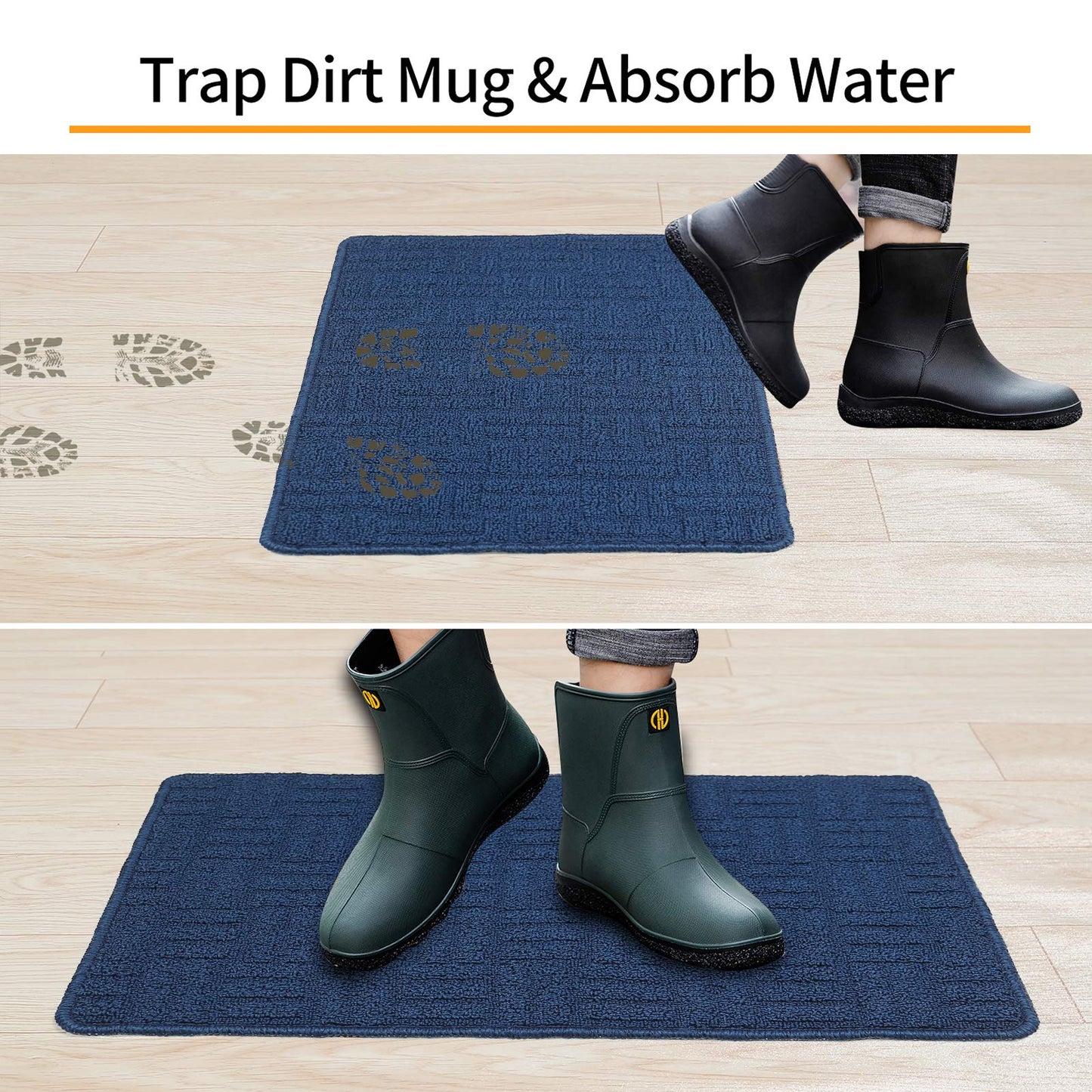 Ki-Shop Non Slip Door Mat for Home Entrance - Low Profile Door Mat Indoor or Outdoor Mat 40cm*60cm - Water Absorbent and Resist Dirt Welcome Mat Easy Care (Solid Blue)