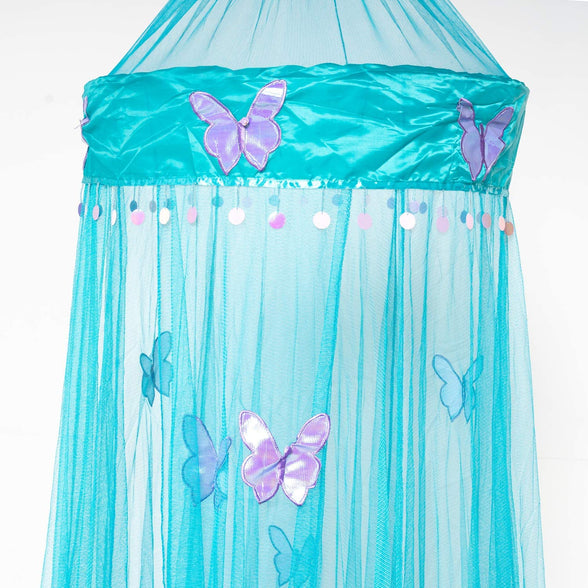 (Teal Blue) - OctoRose Butterfly Bed Canopy Mosquito NET Crib Twin Full Queen King (Teal Blue)