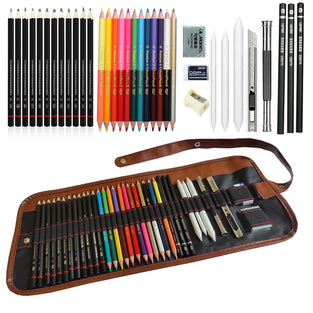 HOTCOLOR Drawing Pencils Set, 36pcs Art Supplies Set Sketching Pencil Set with Graphite Pencils,Dual Ended Color Pencils,Charcoal Pencils Set for Artists Adults Kids Beginners