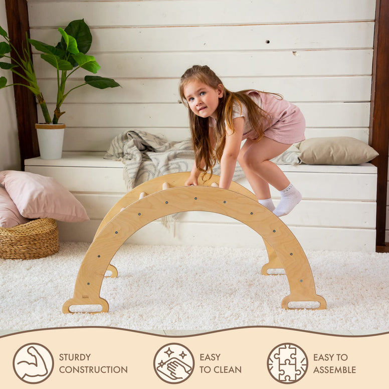 Goodevas Wooden Ladder Arch for Climbing - Montessori Toddlers Gym - Kids Ladder Climber, Eco-Friendly Waldorf Rocker Aged 1-7 y.o