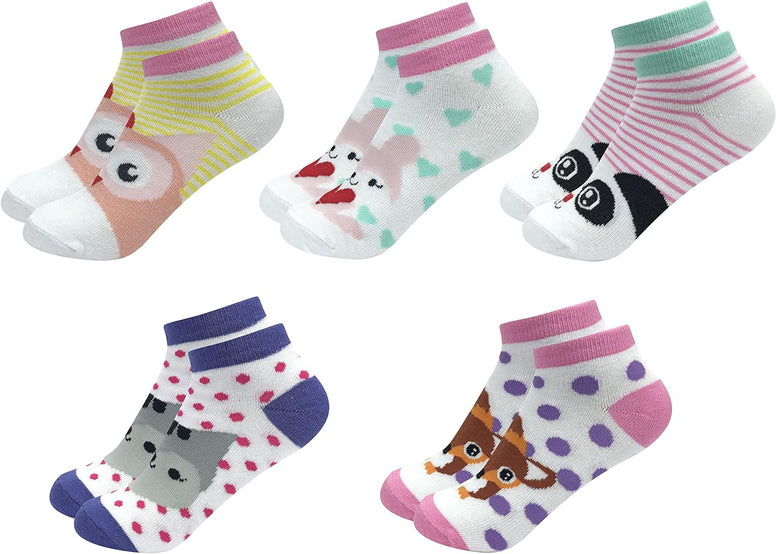 Girls Combed Cotton Printed Liners Socks 5 Pairs Pack