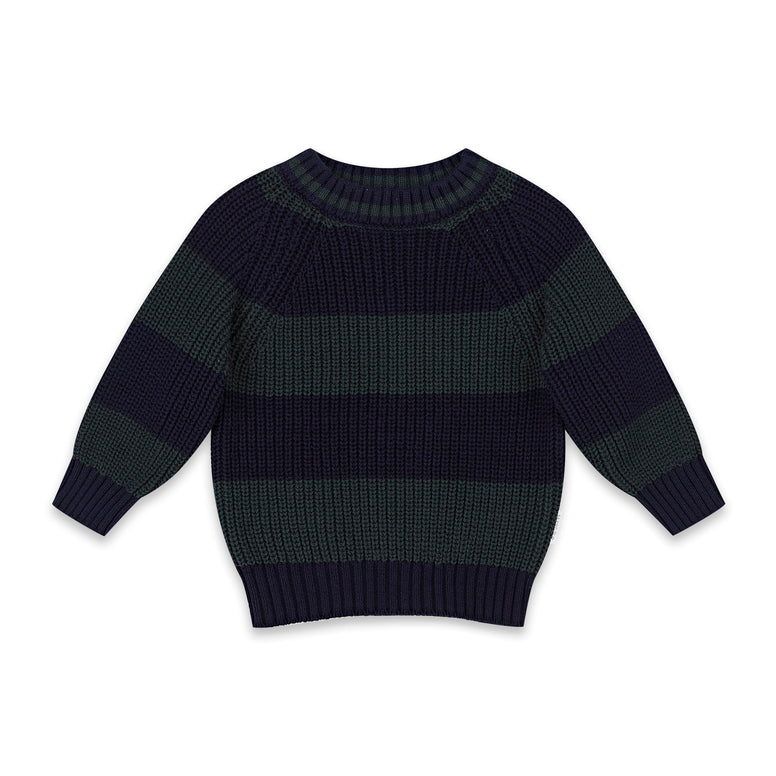 Australian-Designed Green & Blue Stripe Cotton Sweater for Toddler Boys (3-6 Months)