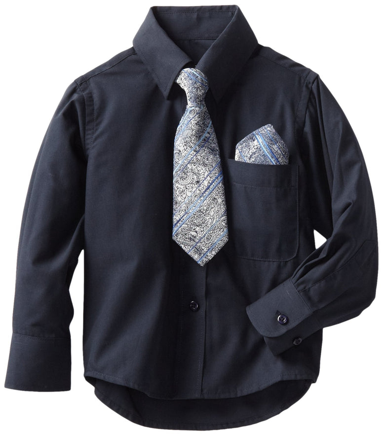 American Exchange Boys' Dress Shirt with Tie and Pocket Square