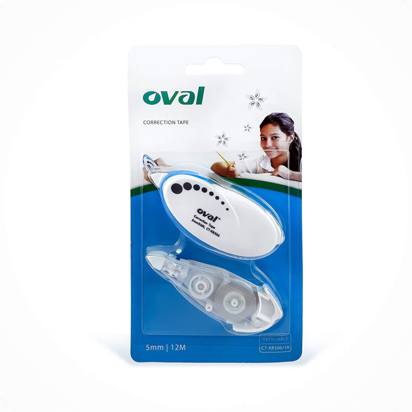 OVALCORRECTION TAPE 5MM X 12M + 1REFILL IN A BLISTER CARD, WHITE, CTKR506/1R