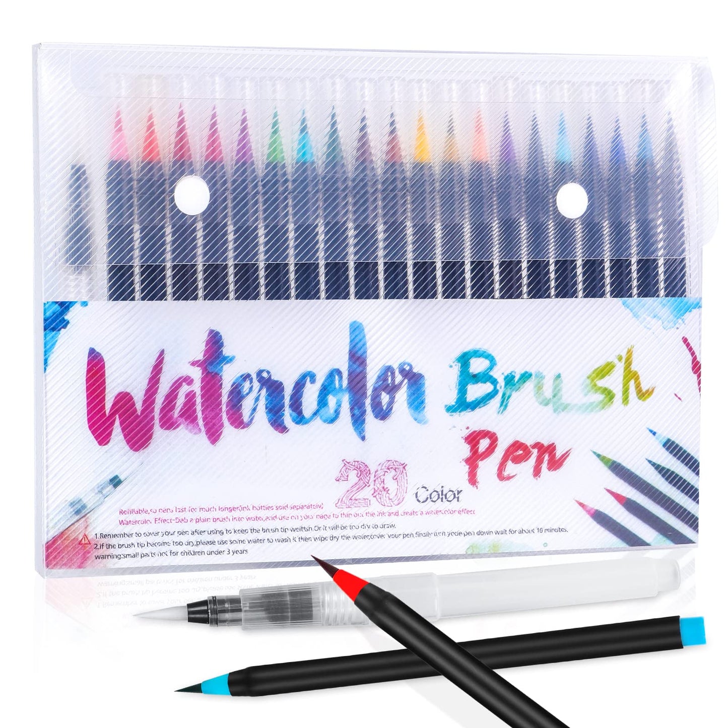 SKY-TOUCH 20 Pieces Brush Pens Set, Water Color Brush Pen Markers Ideal for Calligraphy, Hand Lettering and Drawing Manga Painting and Even Cartoon Sketching Brush