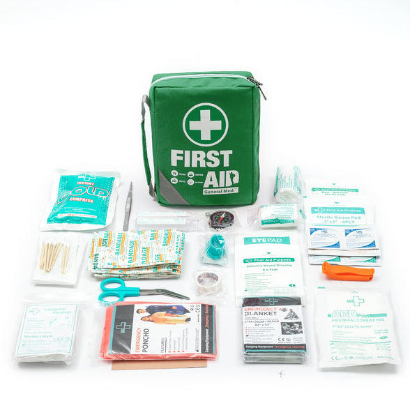 First Aid Kit -Compact First Aid Bag(175 Piece) - Reflective Bag Design- Includes 2 x Eyewash,Instant Cold Pack,Emergency Blanket for Home, Office, Vehicle,Camping, Workplace & Outdoor