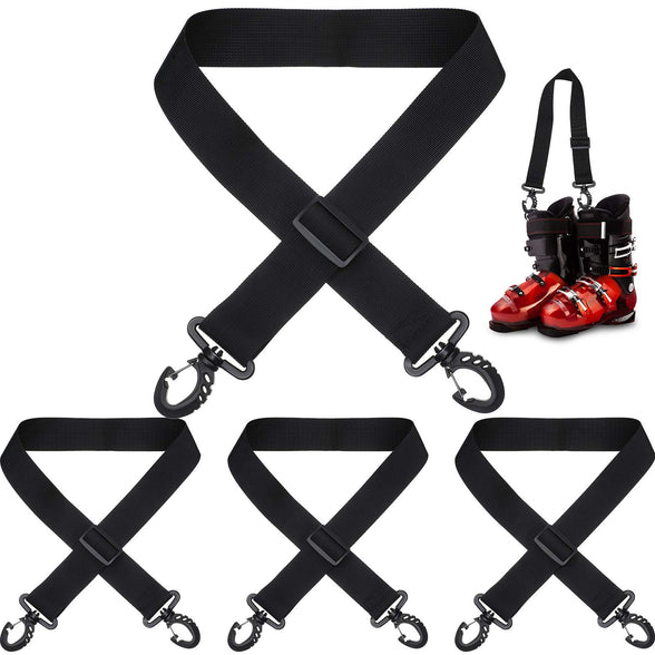 4 Pieces Ski Boot Strap Ski Carrier Straps Snowboard Strap Adjustable Shoulder Sling Leash Ice Skates Shoulder Strap Winter Gear Leash Accessory Snowboard Accessories