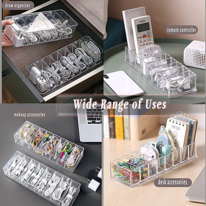 Necomi Data Cable Organizer Storage Box With Lid صندوق تخزين منظم الكابلات Transparent Charger Cable Organiser Desk Accessories Storage Organizer Cable Management Tidy With 10 Cable Ties Straps