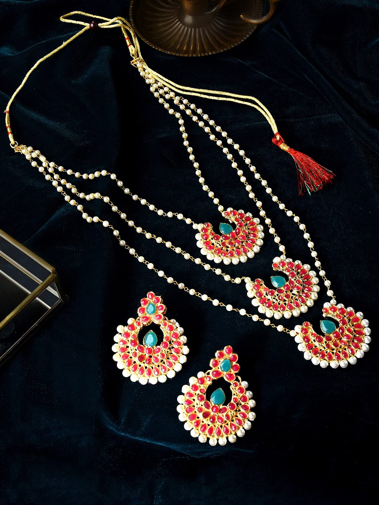 Zaveri Pearls Jewellery Set for Women (Pink) (ZPFK9223)