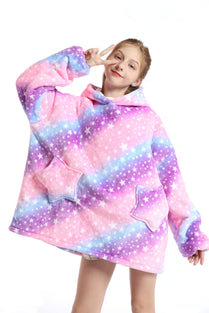 LUSJNGE Kids Oversized Blanket Hoodie for Girls Boys 5-12YR Sherpa Wearable Blanket Sweatshirt Children Giant Hooded Blankets