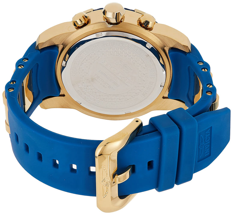 Invicta Men's Bolt 50Mm Stainless Steel And Silicone Chronograph Quartz Watch, Blue/Gold (Model: 24217)