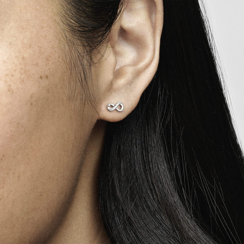 Pandora Moments Women's Sterling Silver Sparkling Infinity Stud Earrings