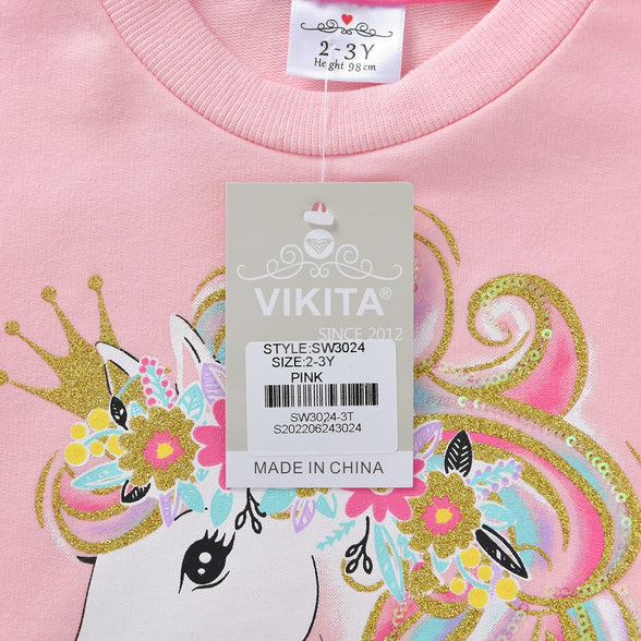 VIKITA Little Girls Cute Flower Long Sleeve T-Shirt Top for 1-8 Years