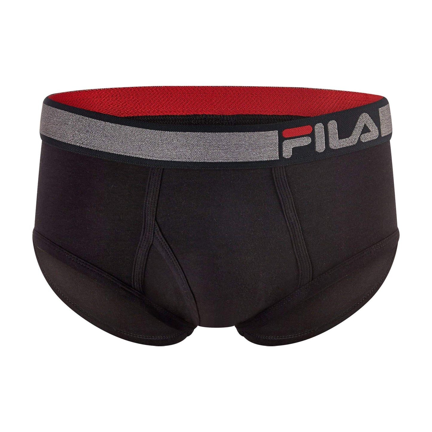 Fila Men's Regular Rise Brief Fly Front with Pouch, 4-Pack of Tagless Underwear Small