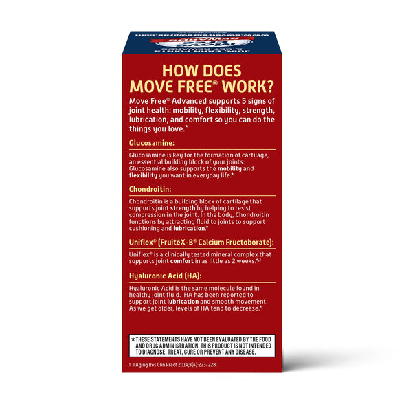 Move Free Triple Strength Glucosamine Chondroitin and Hyaluronic Acid Joint Supplement, 80 Count