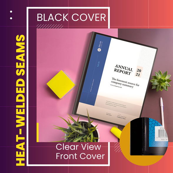 24 Pocket Bound Presentation Book, Black, Clear View Front Cover, 48 Sheet Protector Pages, 8.5" x 11" Sheets, by Better Office Products, Art Portfolio, Durable Poly Covers, Letter Size (2 Pack)