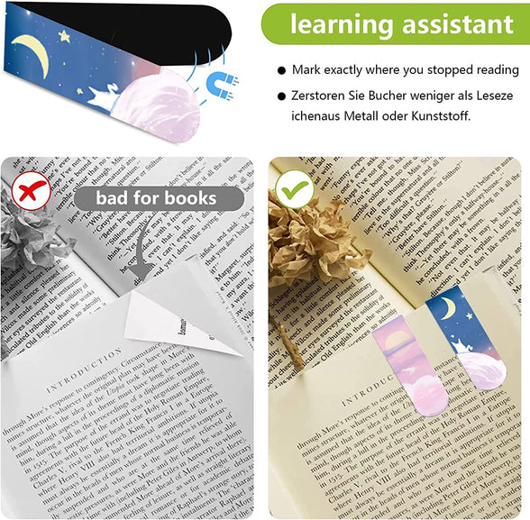 JieGuanG Magnetic Bookmarks, 8pcs Magnet Page Markers Assorted Page Clips Book Markers for Students Teachers Book Lovers Book Club Library