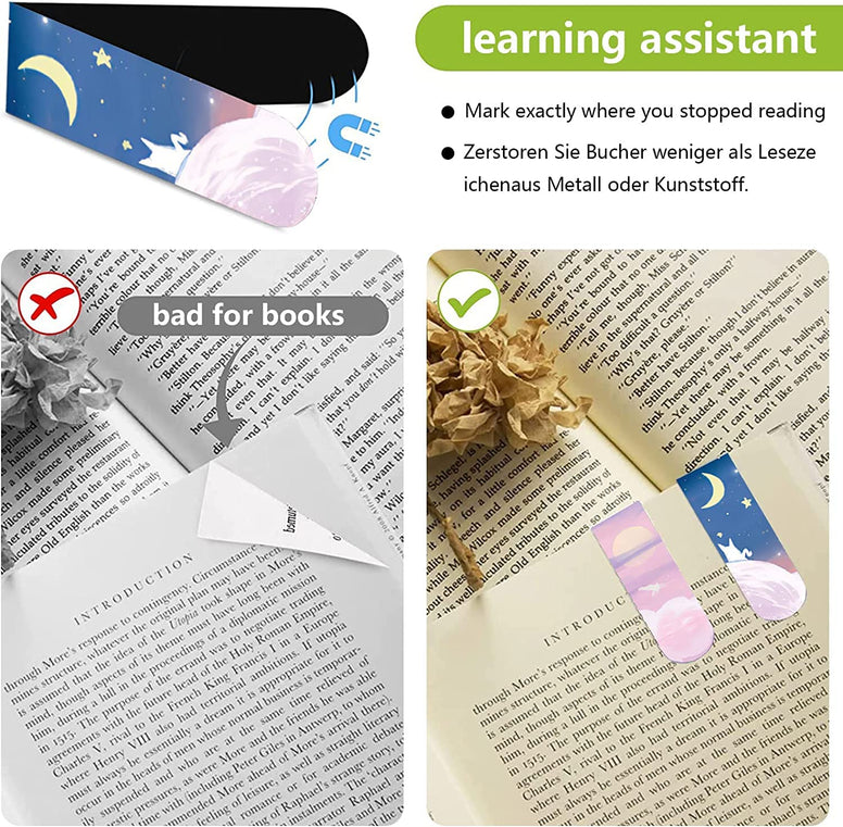 JieGuanG Magnetic Bookmarks, 8pcs Magnet Page Markers Assorted Page Clips Book Markers for Students Teachers Book Lovers Book Club Library