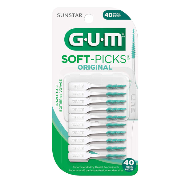 Gum Soft Picks Original - Flexible and soft rubber bristles- With Flouride - Safely Removes Plaque & Food Particles |Interdental Brushes | Pack of 40- Regular