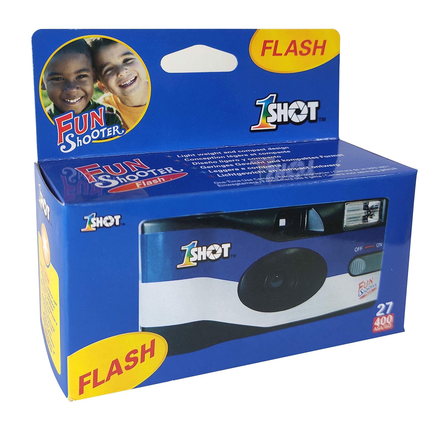 1 Shot Disposable Camera 35mm Film Single Use 400 ASA/ISO 27 Exposures with Flash 2-Pack