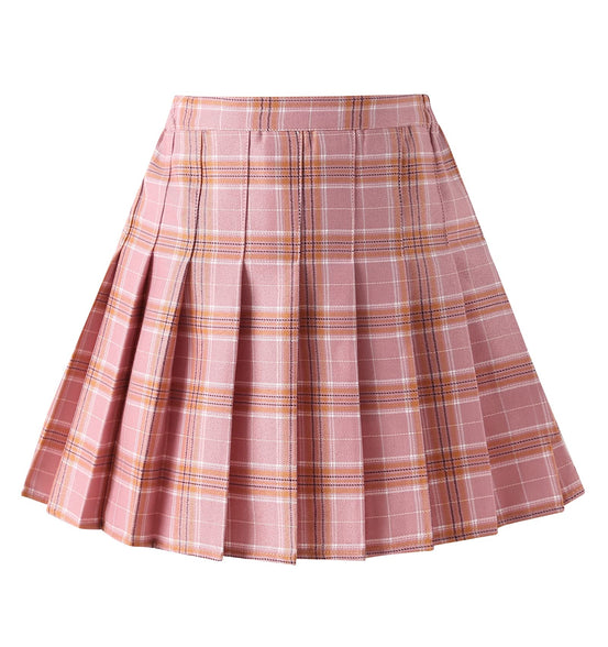 Girls' Pleated Plaid Mini Skirt School Girl Skirts with Shorts Outfits 2T-14Y