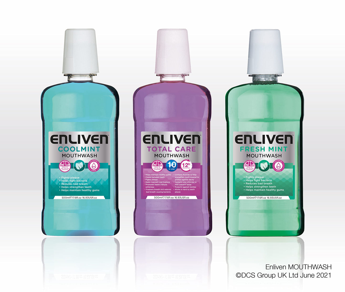 Enliven Fresh Mint Mouthwash, 500 ml